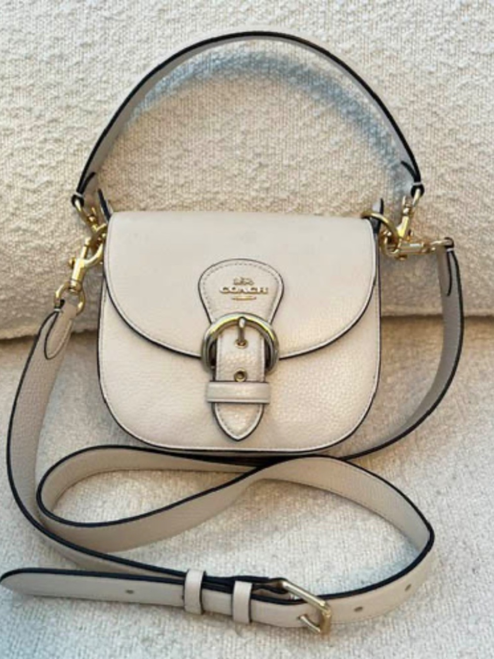 COACH Kleo Shoulder Bag Chalk White Leather Crossbody 2WAY